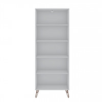 Manhattan Comfort 132GMC1 Rockefeller Bookcase 3.0 with 5 Shelves and Metal Legs in White